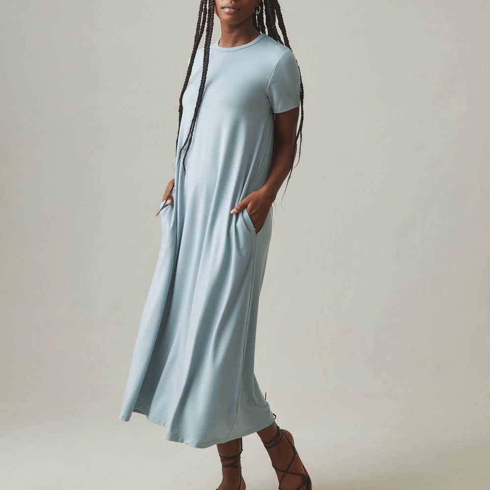 American Giant Light Blue T-Shirt Maxi Dress